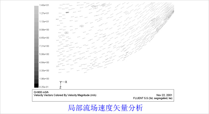 局部流場速度矢量分析